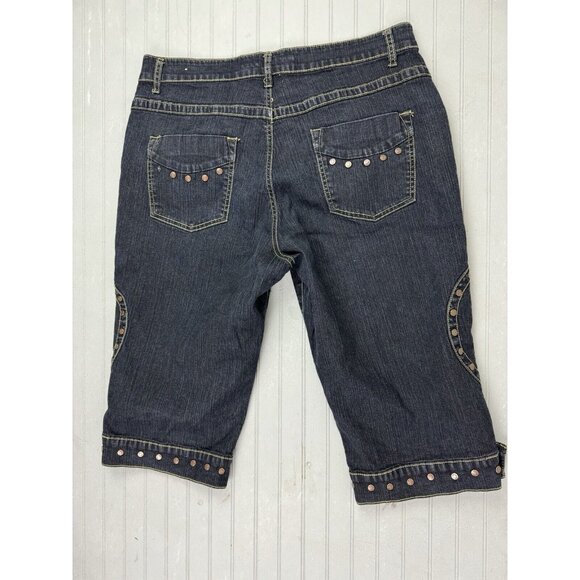 Apollo Size 13/14 Womens Jeans Capri Dark Wash Stretch High Rise - Picture 3 of 4